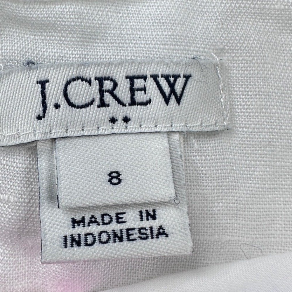 J.Crew Tank Blouse Womens 8 White Blue Floral Embroidered Linen Cotton Peasant - Picture 5 of 9